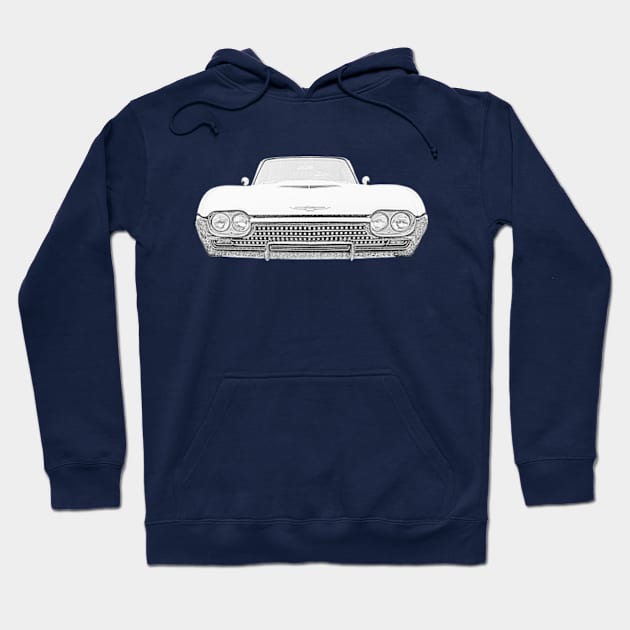 Ford Thunderbird 1962 American classic car monochrome Hoodie by soitwouldseem